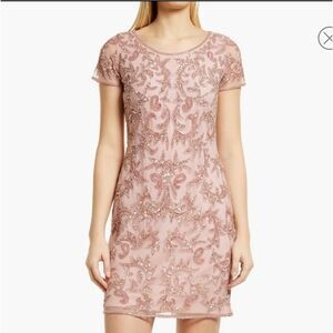 Pisarro Nights Beaded Mesh Cocktail Dress